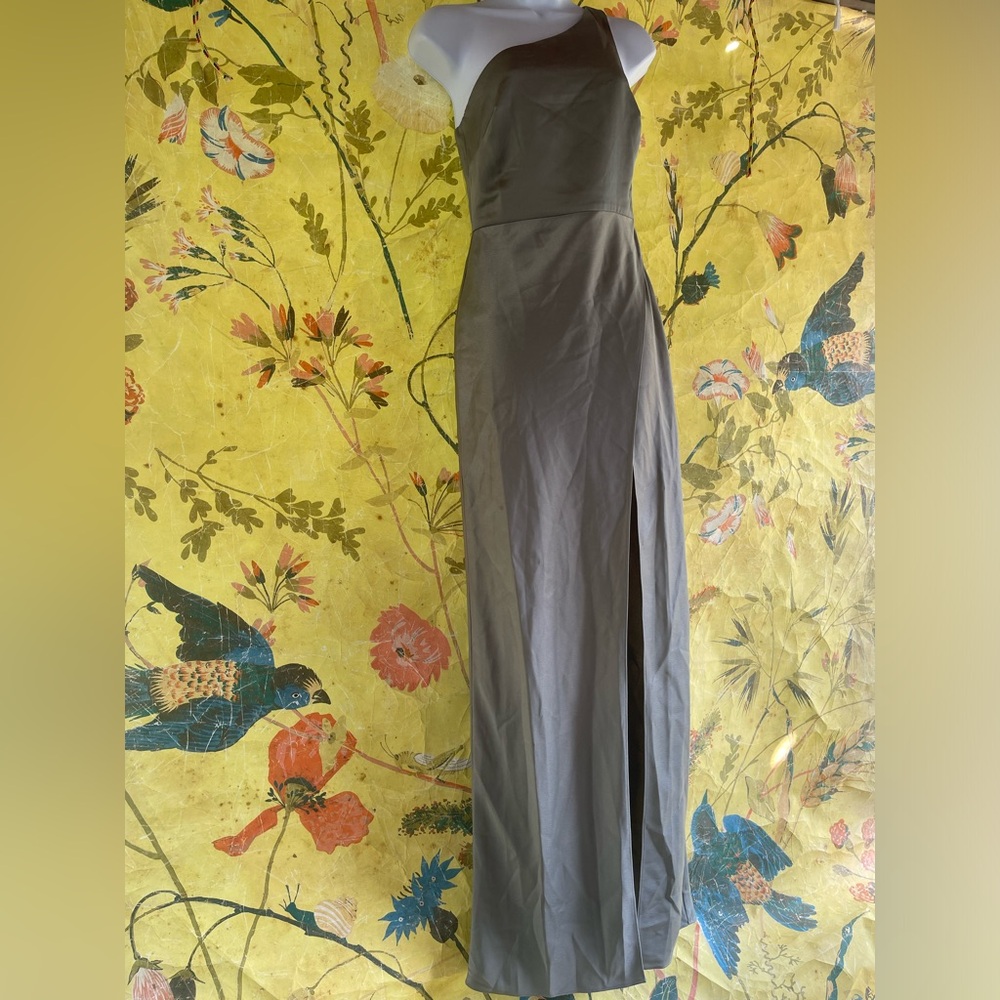 BHLDN Dylan One-Shoulder Satin Side-Slit Gown - Picture 6 of 7